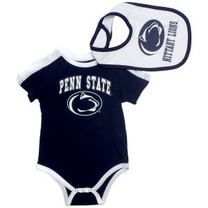 navy onesie bib set with Penn State Nittany Lions and Athletic Logos